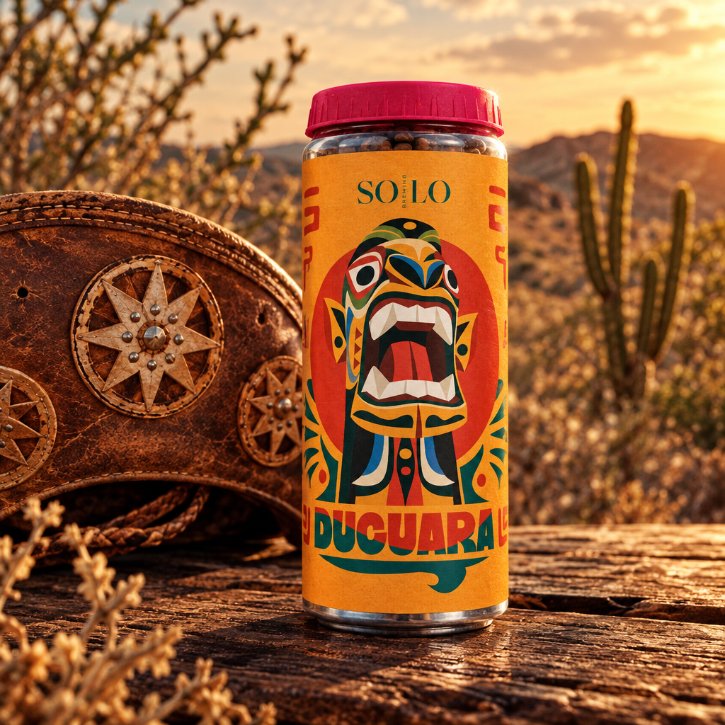 Ducuara can with cangaço-inspired backdrop