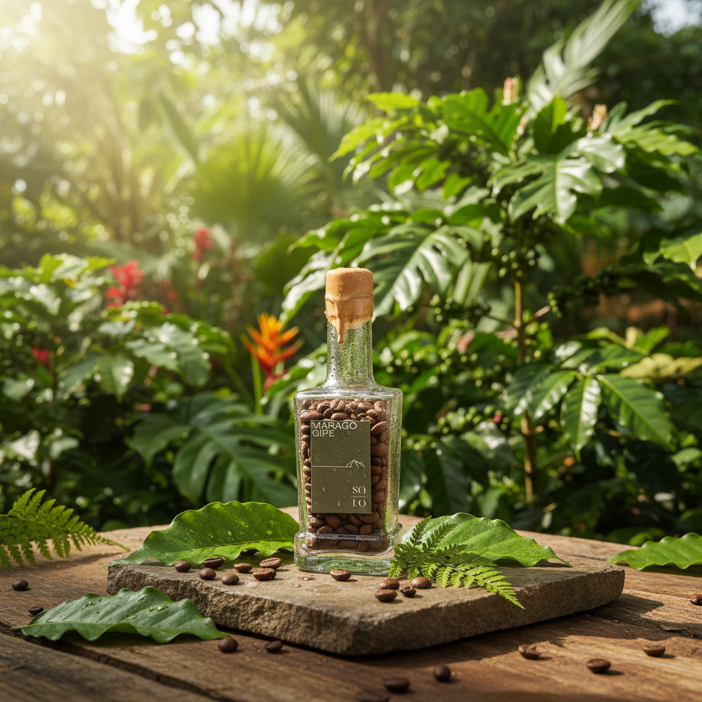 Garrafa em ambiente externo